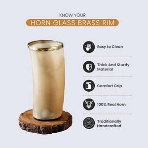 Handcrafted Modern Eco-Friendly Buffalo Horn Glass Tankard Premium Natural Shape Handmade for <b>Beer</b> Ale Celebrations (New - Product Image 2