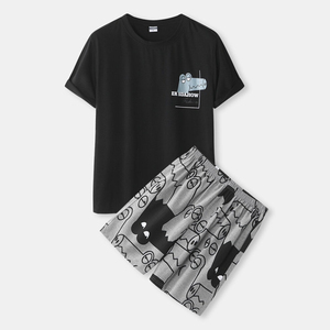 เสื้อยืดเซ็ตผู้ชายคุณภาพสูง ระบายอากาศได้ดี สไตล์ลำลองสำหรับฤดูร้อน - ดีไซน์แฟชั่นล่าสุด ผลิตจากโพลีเอสเตอร์/คอตตอน ปรับแต่งได้ - Product Image 1