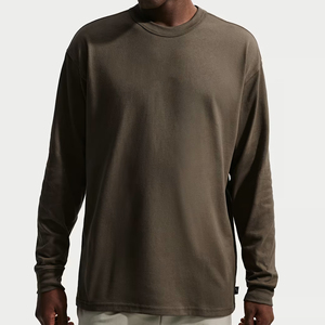 T-shirt surdimensionné pour homme en coton à manches longues, style streetwear hip-hop, effet vieilli et délavé, vêtements de fabricant en stock - Product Image 1