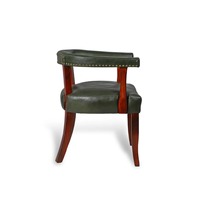 Fauteuil bas en cuir vert olive avec structure en bois d'akazie massif, fauteuil d'appoint moderne pour salon et hôtel (vente en gros)