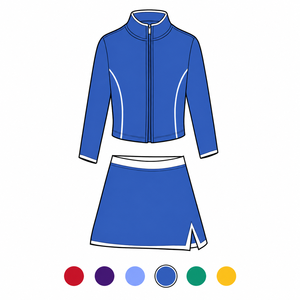 Ensemble de sport 2 pièces pour filles : veste zippée et jupe, en tissu de yoga respirant et extensible, tenue de cheerleading pour enfants - Product Image 5