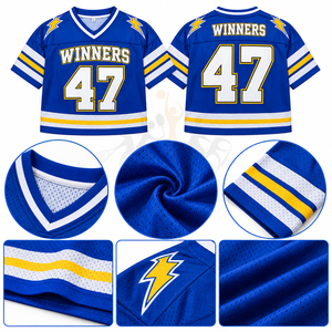 Maillot de football américain rétro personnalisé imprimé, coupe courte et oversize en maille, style universitaire vintage, sublimation, vêtement de sport court - Product Image 4