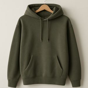 Sudadera con Capucha Marrón para Hombre, Corte Holgado, Algodón French Terry, Estilo Casual, Bolsillo Canguro, Ropa de Otoño, Impresión Digital - Product Image 5