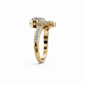 Anillo de Diamantes Cultivados en Laboratorio Whispering Wings, 38 Piezas, Banda Redonda y en Forma de Pera, Certificado IGI, Claridad VVS, Lujoso para Mujer - Product Image 2