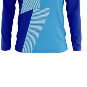 Camiseta de Fútbol de Manga Larga para Hombre, Azul con Estampado Geométrico Sublimado, Cuello Redondo, Absorbe la Humedad - Product Image 6