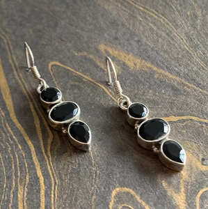 Multi-Black <b>Onyx</b> Gemstone Dangle <b>Earrings</b> 925 Sterling Silver Designer Jewelry Collection By JAIPUR SILVER - Product Image 2