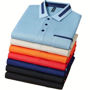 Camiseta Polo de Algodón Personalizada para Hombre, Manga Corta con Bolsillo, Color Sólido, Transpirable, Estilo Casual, Impresión por Transferencia de Calor - Product Image 3
