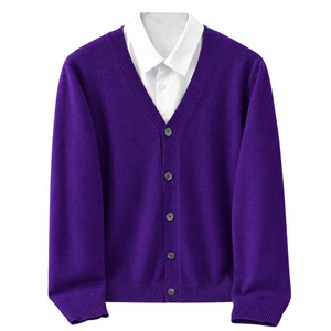 Wholesale Hot Selling Men's Breathable Solid <b>Cardigan</b> Autumn Outerwear Couples Knit Loose Casual Top Standard <b>Thickness</b> Sweater - Product Image 2