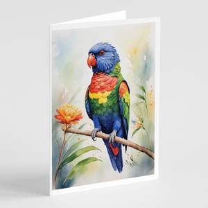 Whimsical A7 Size 5x7 Blank <b>Note</b> <b>Cards</b> Pack of 8 Rainbow Lorikeet <b>Greeting</b> <b>Cards</b> with Envelopes - Product Image 1
