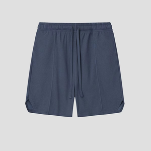 Shorts en coton tricoté pour homme, couleur unie, taille mi-haute, fermeture élastique, style décontracté, tissu respirant - Product Image 1