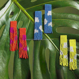 Pendientes Colgantes Hechos a Mano con Cuentas, Lindos, con Forma de Flor de Pascua y Pollo, Joyería de Cuentas de Semillas Multicolor, Estilo Bohemia, Regalo, Diseño Personalizado - Product Image 3