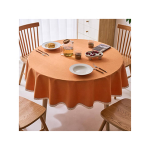 Luxe 100% Coton Brodé Minimaliste 60x120 GSM 180 GOTS Certifié Fait Main Marque Privée Safran Nappe En Gros - Product Image 1