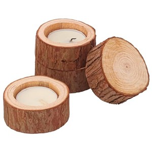 Porte-bougies en bois de pin faits à la main en gros - Design écologique en écorce naturelle - Product Image 4