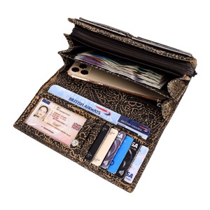 Custom Logo Genuine Leather Women's <b>Long</b> <b>Wallet</b> Floral Embossed RFID Blocking Clutch Coin Purse Daily Use Multi-Pocket - Product Image 4