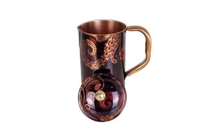 <b>Black</b> Flower Printed Pure Copper Jug - Product Image 3