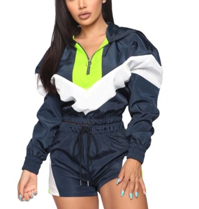 Conjunto cortavientos de nailon, chaqueta cortavientos Vintage de dos piezas y pantalones cortos, conjunto corto cortavientos Unisex impermeable ligero 2026 - Product Image 1