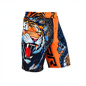 Short de boxe thaïlandaise unisexe pour enfants, imprimé par sublimation sur le devant, séchage rapide, ajusté, 100 % polyester, tissu 120 g - Product Image 4