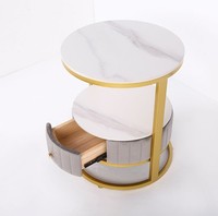 Table d'appoint moderne en acier de luxe pour hôtel, plateau en marbre, table d'appoint plaquée or, salon, bureau, couloir