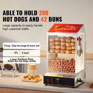 Scaldapane Elettrico a 2 Livelli per Hot Dog 39QT con Controllo Temperatura 86-185 Fahrenheit e Vetro Temperato - Attrezzatura per Mantenere Caldi i Panini - Product Image 4