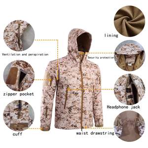 Chaqueta Softshell con Capucha para Hombre, Camuflaje, Cierre de Cremallera, Resistente al Viento, para Otoño, Corte Regular, Material de Poliéster - Product Image 4