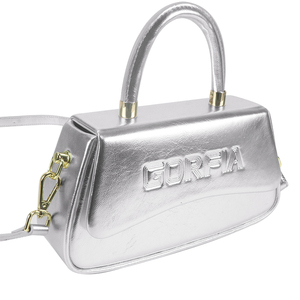 Designer New Style Fashionable Versatile Women's Flap <b>Small</b> Square Silver Metal Handbag With PU Print And Customizable Logo - Product Image 3