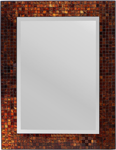 Espejo de Pared Rectangular de Mosaico de Cobre Marrón Rústico, Marco de Azulejos de Vidrio Texturizado Hecho a Mano, Espejo Decorativo de Estilo Vintage para Sala de Estar - Product Image 4