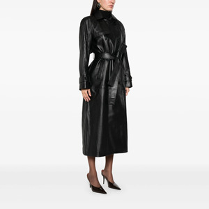 Novedades: Abrigo de Gabardina Largo para Mujer, Casual, de Lana/Poliéster, con Doble Botonadura, Cuello Solapa y Cinturón de Cuero - Product Image 3