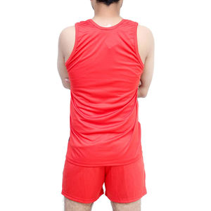 Débardeur sans manches pour homme, imprimé géométrique rouge, en polyester anti-humidité, vêtement de tennis, coupe athlétique, toutes saisons - Product Image 2