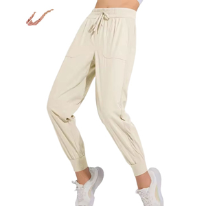 Pantalones Harem de Maternidad de Cintura Alta Negros, Largos hasta el Tobillo, con Cintura Elástica, Tejido Casual de Poliéster Transpirable, con Bolsillos, para Invierno, Color Liso - Product Image 3