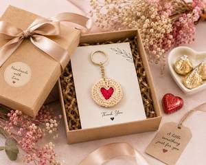 Llavero de Corazón de Ganchillo de Algodón Más Vendido, Hecho a Mano, con Forma de Amor, Colgante para Bolso, Accesorio para Cartera, Regalo para Niñas, Disponible para la Venta - Product Image 1