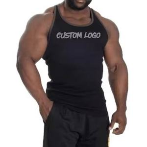 Débardeur côtelé personnalisé en coton pour hommes, idéal pour la gym, le fitness, l'entraînement sportif et la musculation, avec logo brodé - Product Image 1