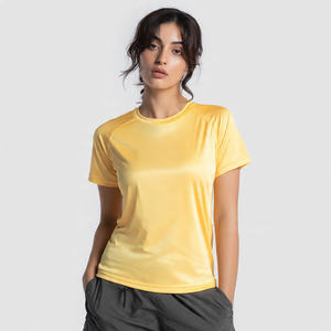 เสื้อยืดโออีเอ็ม 100% โพลีเอสเตอร์ น้ำหนักเบา แห้งเร็ว ทรงเข้ารูปสำหรับผู้หญิง เหมาะสำหรับออกกำลังกาย ฟิตเนส เสื้อยืดแห้งเร็วสำหรับผู้หญิง - Product Image 3