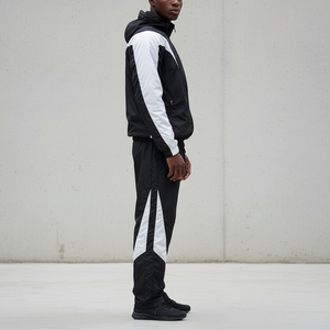 Survêtements en coton ample OEM avec logo personnalisé, ensemble 2 pièces en nylon imprimé bicolore pour l'hiver - Product Image 2