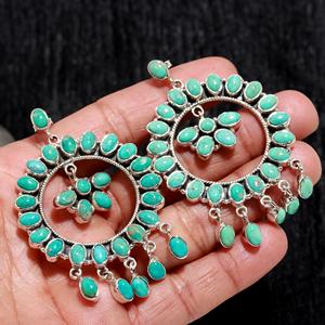 925 Sterling Silver Sleeping Beauty Turquoise <b>Earrings</b> Long Oval Shape <b>Handmade</b> Genuine Oval Cut Stone Elegant Jewelry Design - Product Image 1