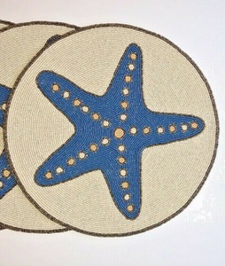 Beaded Starfish Placemat round placemat Candy Placemat Mat Pinwheel Bliss Placemat Design Placemat by Saro Lifestyle Shamrock - Product Image 1