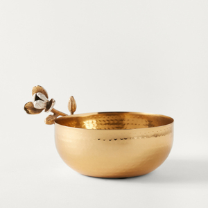 Cuenco Metálico de Estilo Industrial con Base de Ramas Florales, Acabado Dorado Pulido, Vajilla para Bodas y Hogar, Cuencos Decorativos para Regalo - Product Image 4