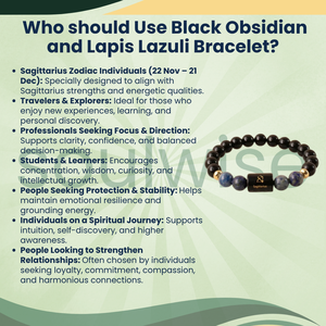 Bracelet bohème en perles d'obsidienne noire et de lapis-lazuli Sagittarius - Product Image 6