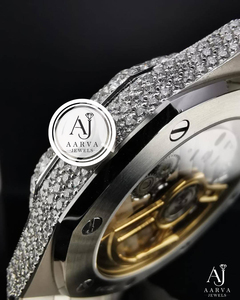 Montre mécanique en acier inoxydable incrustée de diamants, style quartz de luxe, analogique, avec lunette en cristal, bracelet, montre habillée pour cadeau - Product Image 6