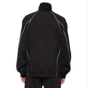 Conjunto de dos piezas para hombre, de invierno, corte ajustado, 100% poliéster, con cremallera, chaqueta deportiva y pantalones de chándal personalizados de forro polar. - Product Image 5