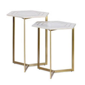 Tables basses gigognes de luxe pour salon, design unique et élégant, en bois, avec dessus rond et pieds en métal noir, pour la maison et l'hôtel - Product Image 6