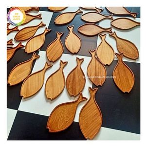ชามไม้ทำมือรักษ์โลก แกะสลักลายธรรมชาติ ถาดเสิร์ฟตกแต่ง ถาดใส่ปลา ผลไม้ สลัด ขนม ขายส่ง - Product Image 1