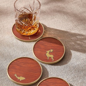 Premium Wooden Coaster Set with Custom Engraved Logo Wholesale Beverage Coasters for Coffee Cups Glasses Hotels & Restaurants - Product Image 3