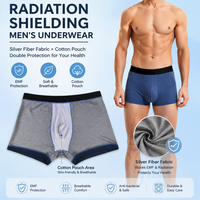 Boxer pour homme anti-rayonnement EMF en tissu conducteur à fibres d'argent, respirant, avec poche en coton, sous-vêtement anti-radiation