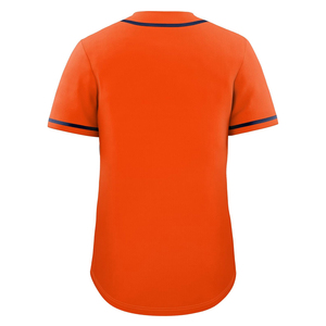 Orange Baseball Jersey <b>Short</b> Sleeve Button Front Adult Breathable Polyester Solid Color Regular Fit All Seasons Apparel - Product Image 6