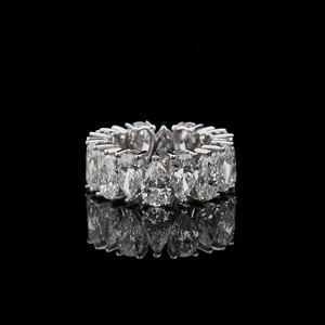 Anillo de Boda de Plata de Ley 925 con Diamante Cultivado en Laboratorio, Corte Pera, VVS, Moissanita, Certificado por GRA - Product Image 5