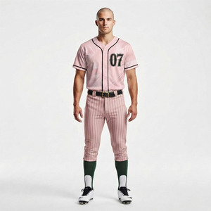 Conjunto de Uniforme de Béisbol para Hombre, Transpirable, Absorbente de Humedad, Ecológico, con Tirantes Ajustables, Manga Corta, Cuello en V, Personalizable - Product Image 1
