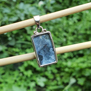 Bijoux fins pour hommes Séraphinite naturelle Argent sterling 925 Plaqué or Grand Rectangle Pendentifs Charms - Product Image 5