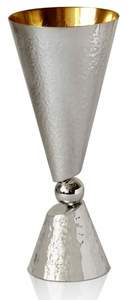 Coupe Kiddush en laiton en forme de cloche, faite à la main, design vintage moderne, capacité 150-300 ml, pour les fêtes juives et les mariages - Product Image 2