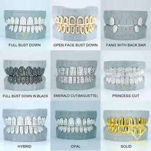 Grillz de Dientes Plateados de Hip Hop con Diamantes de Moissanita VVS Iced Out de Corte Personalizado, Joyería de Lujo Personalizada - Product Image 4