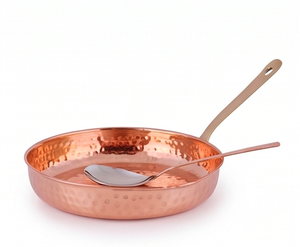 Latest Rustic Hammered Metal Copper Sauce <b>Pan</b> With Metal <b>Handles</b> For Kitchenware Home Hotel Use And Camping Use - Product Image 1